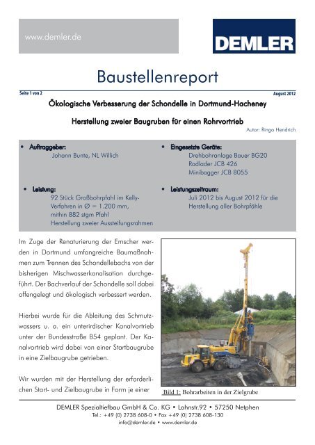 Ökologische Verbesserung der Schondelle in Dortmund-Hacheney