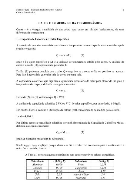 Calor e 1a lei.pdf - Unidade Acadêmica de Física - UFCG