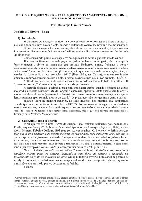 Texto 1 - Métodos e equipamentos para aquecer - LEB/ESALQ/USP