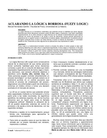 aclarando la lógica borrosa (fuzzy logic) - Facultad de Física ...