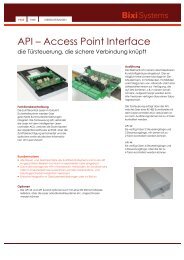 API – Access Point Interface - Bixi Systems AG