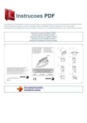 Manual do usu嫫io FAGOR PL-2450 E - INSTRUCOES PDF