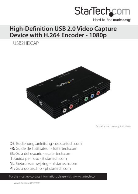 High-Definition USB 2.0 Video Capture Device with ... - StarTech.com