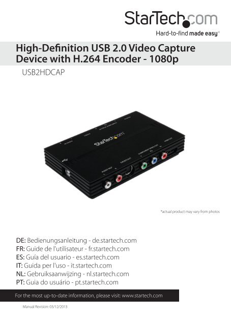 High Definition Usb 2 0 Video Capture Device With Startech Com High Definition Usb 2 0 Video Capture Device With Startech Com