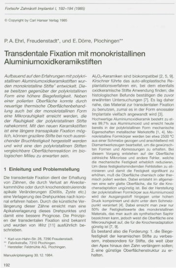 Transdentale Fixation mit monokristallinen ...