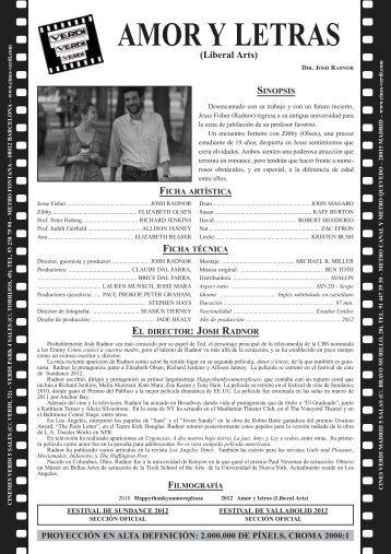 AMOR Y LETRAS - Fitxes Cinemes Verdi Barcelona - Fichas Cines ...