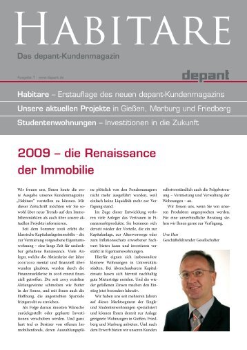 Habitare · Ausgabe 1 - Depant Bauträger GmbH & Co. KG