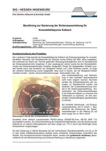 Berstlining zur Sanierung der Sickerwasserleitung Dc ...