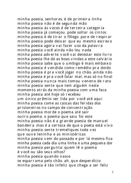 minha poesia, senhores, é de primeira linha - Nicolas Behr