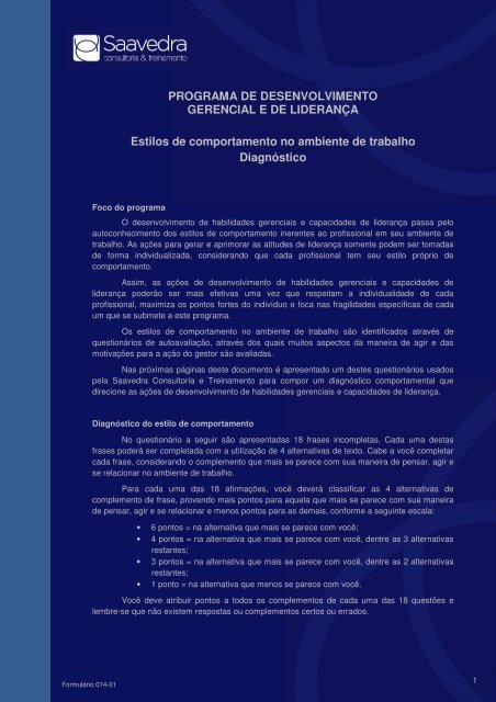 diagnóstico de estilos de comportamento - Saavedraconsultoria ...