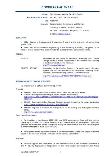 CURRICULUM VITAE - Universidade de Aveiro