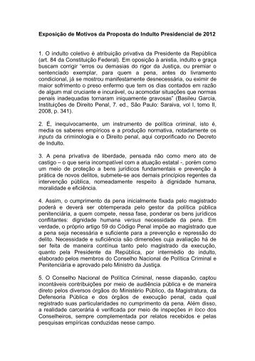 Exposição de Motivos da Proposta do Indulto Presidencial de 2012 ...