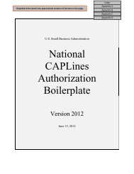 National CAPLines Authorization Boilerplate - SBA