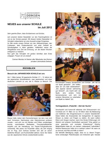 NEUES aus unserer SCHULE im Juli 2012 - Lehrinstitut Derksen