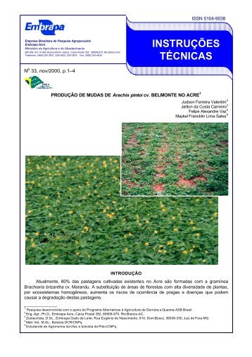 INSTRUÇÕES TÉCNICAS - Embrapa Acre, 30 anos fazendo ciência