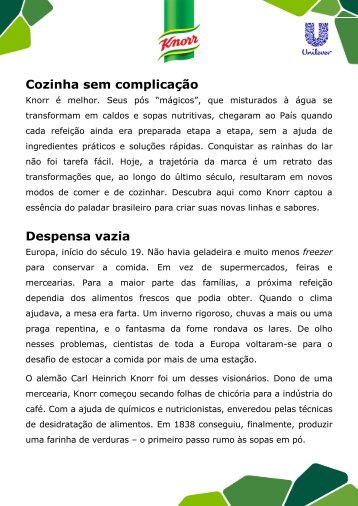 História completa de Knorr (PDF) - Unilever