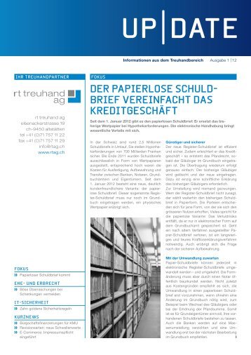 DER papIERlOSE SCHUlD- BRIEF ... - rt immobilien treuhand ag