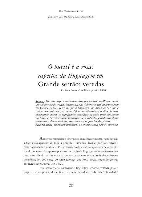 aspectos da linguagem em Grande sertão - FALE - UFMG