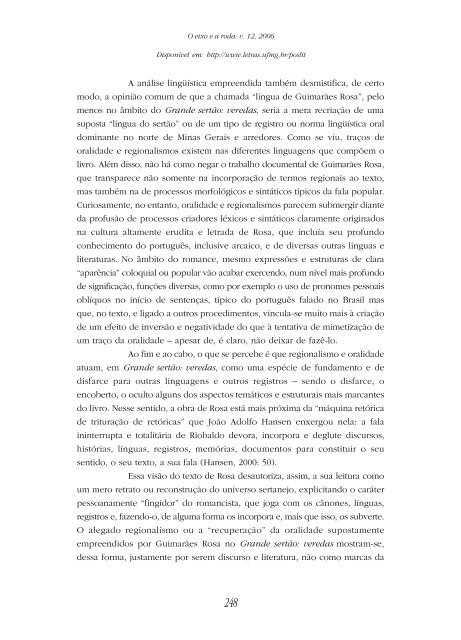 aspectos da linguagem em Grande sertão - FALE - UFMG