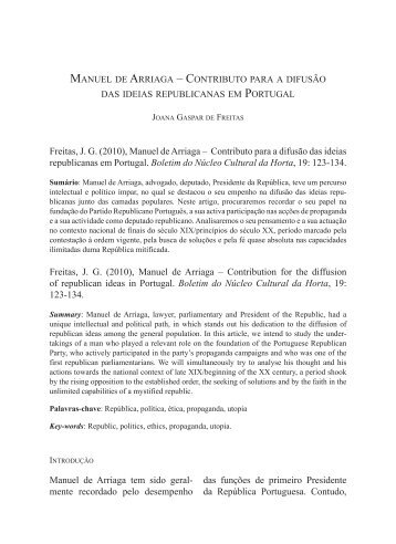 Manuel de Arriaga – contributo para a difusão das - Núcleo Cultural ...