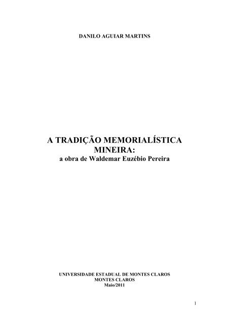 a obra de Waldemar Euzébio Pereira - Unimontes