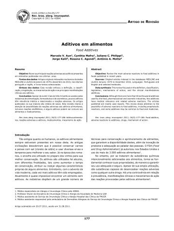 Aditivos em alimentos - Associação Brasileira de Alergia e ...