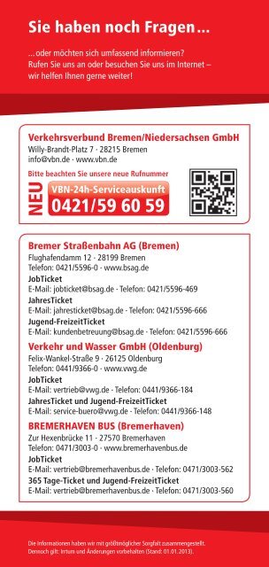 Faltblatt Tickets 2013 - VBN