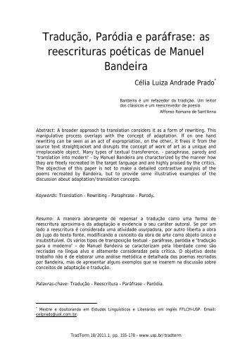 Tradução, Paródia e paráfrase: as reescrituras poéticas de ... - USP