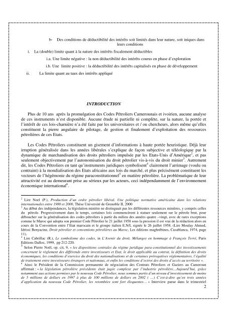 L'autonomie relative des Codes Pétroliers en matière ... - carpem