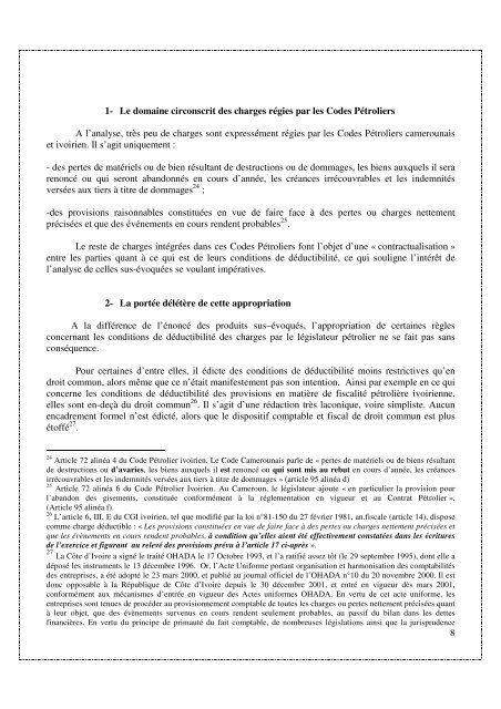 L'autonomie relative des Codes Pétroliers en matière ... - carpem