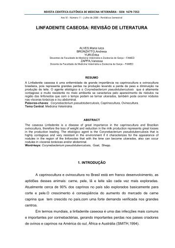 LINFADENITE CASEOSA: REVISÃO DE LITERATURA