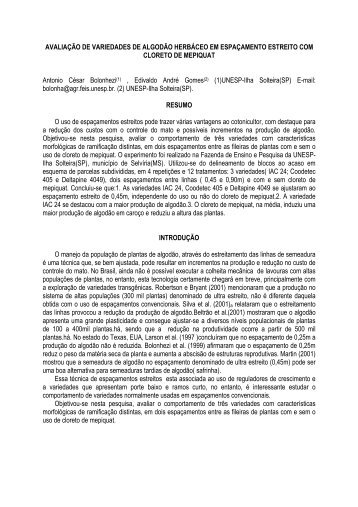 avaliação de variedades de algodão herbáceo ... - Embrapa Algodão
