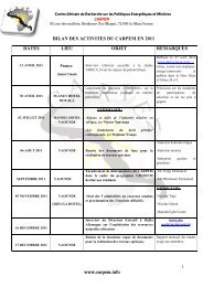 www.carpem.info BILAN DES ACTIVITES DU CARPEM EN 2011 ...