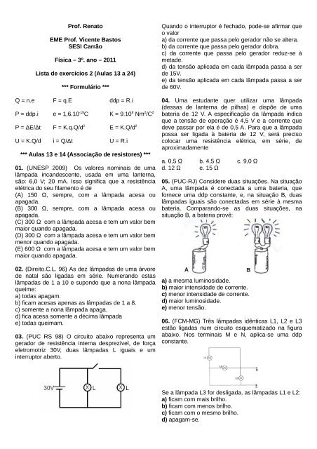 Prof. Renato EME Prof. Vicente Bastos SESI Carrão ... - Sobre Física