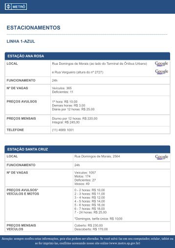 Acesse aqui e veja outros estacionamentos localizados ... - Metrô