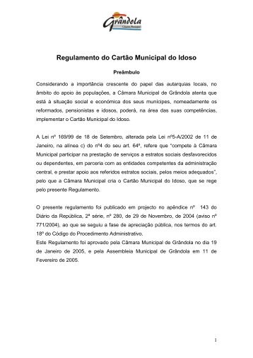 Regulamento do Cartão Municipal do Idoso - Câmara Municipal de ...