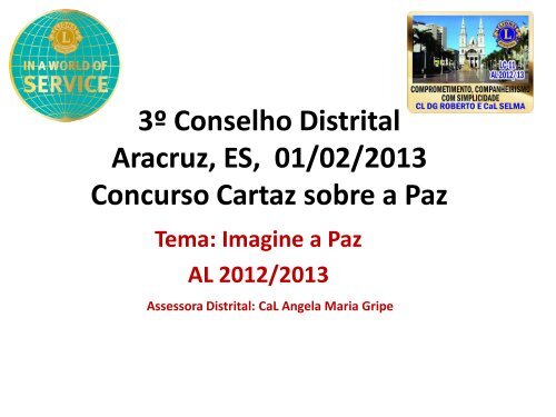 Concurso Cartaz sobre a Paz - Lions Clube Distrito LC11