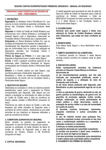 seguro cartão superprotegido premiável bradesco – manual