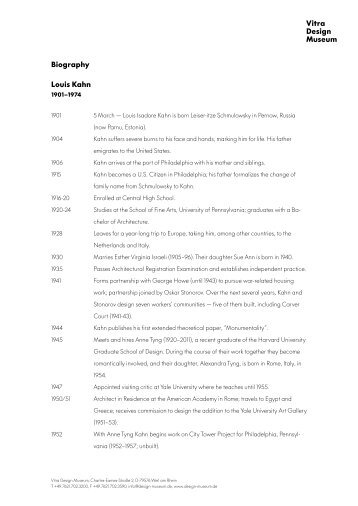 Louis Kahn Biography pdf - Vitra Design Museum