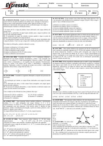 C.A. 101 C.A. Física Exercícios / /2012 3° e Semi - Colégio Expressão