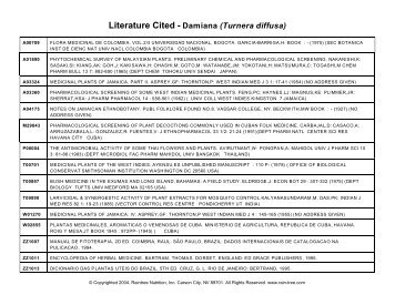 Literature Cited - Damiana (Turnera diffusa) - Raintree Nutrition, Inc