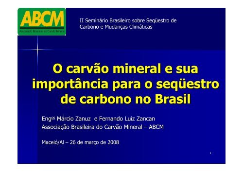 O carvão mineral e sua importância para o seqüestro de ... - ABCM