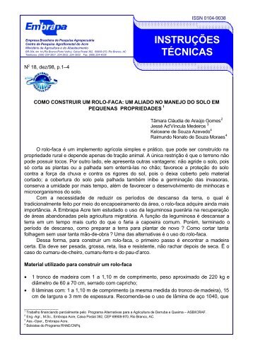 Nº 18, Como construir um rolo-faca - Embrapa Acre, 30 anos ...