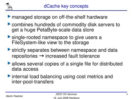 The dCache Storage  Element - Desy