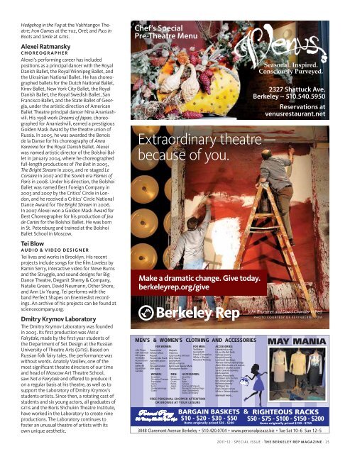 the berkeley rep magazine - Berkeley Repertory Theatre