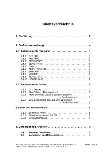 2. Bedienungsanleitung EMFAD - UG12 - PRO - Detector-Scout