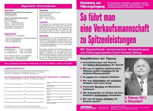 Einladung zur Führungstagung - Detroy Consultants International