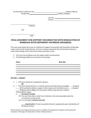 Florida Supreme Court Approved Family Law Form 12.994(a)