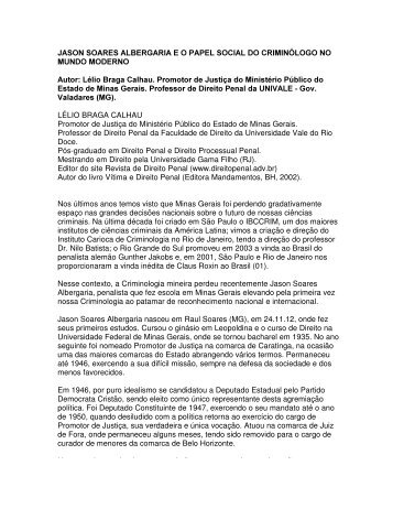 Lélio Braga Calhau. Promotor de Justiça do Mi - BuscaLegis - UFSC