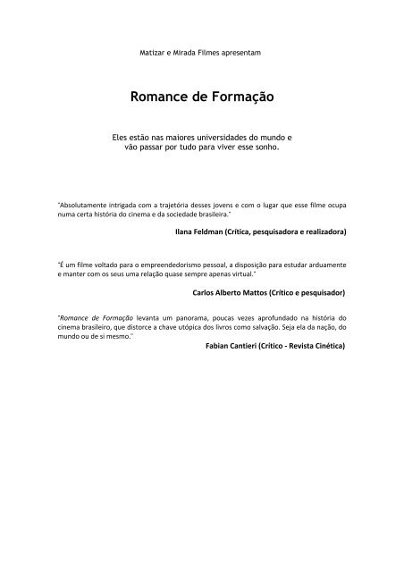 Romance de Formação - Mirada Filmes